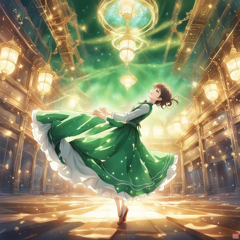 Upside Down Ballgown Cartwheel in Anime Style