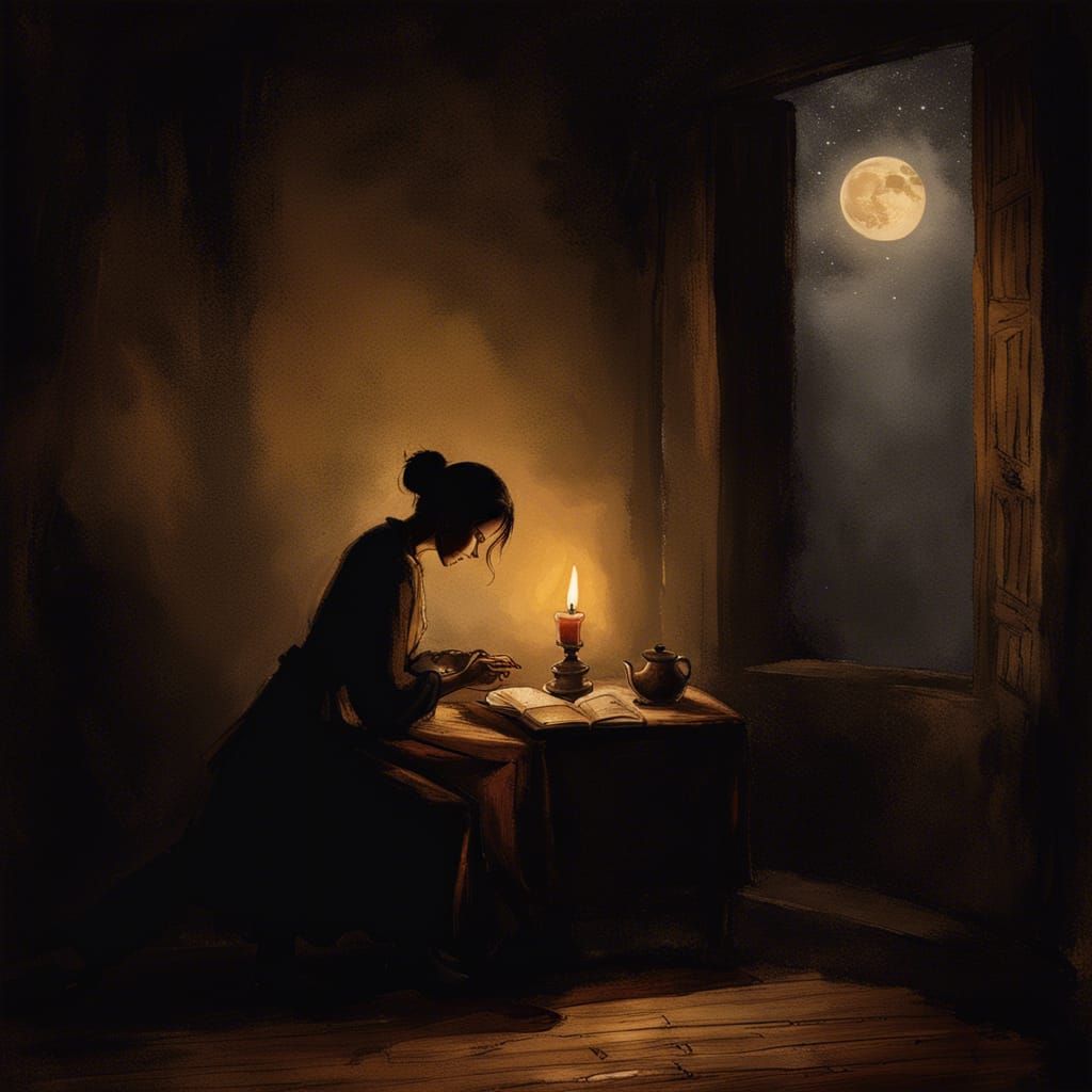 Solitary Figure in Shadowy, Detailed Concept Art