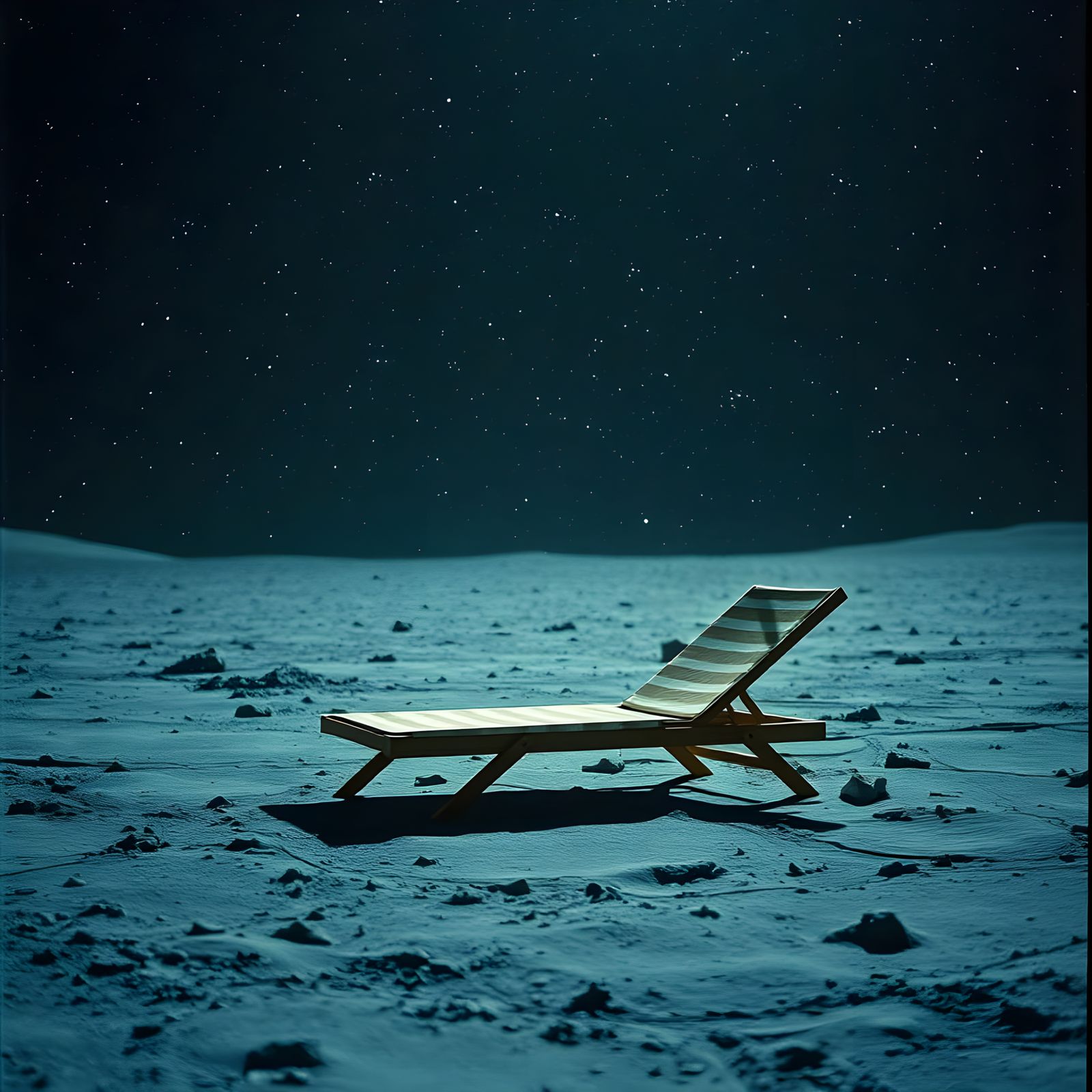 Lunar Beach Lounger in Ultra-Realistic Photograph