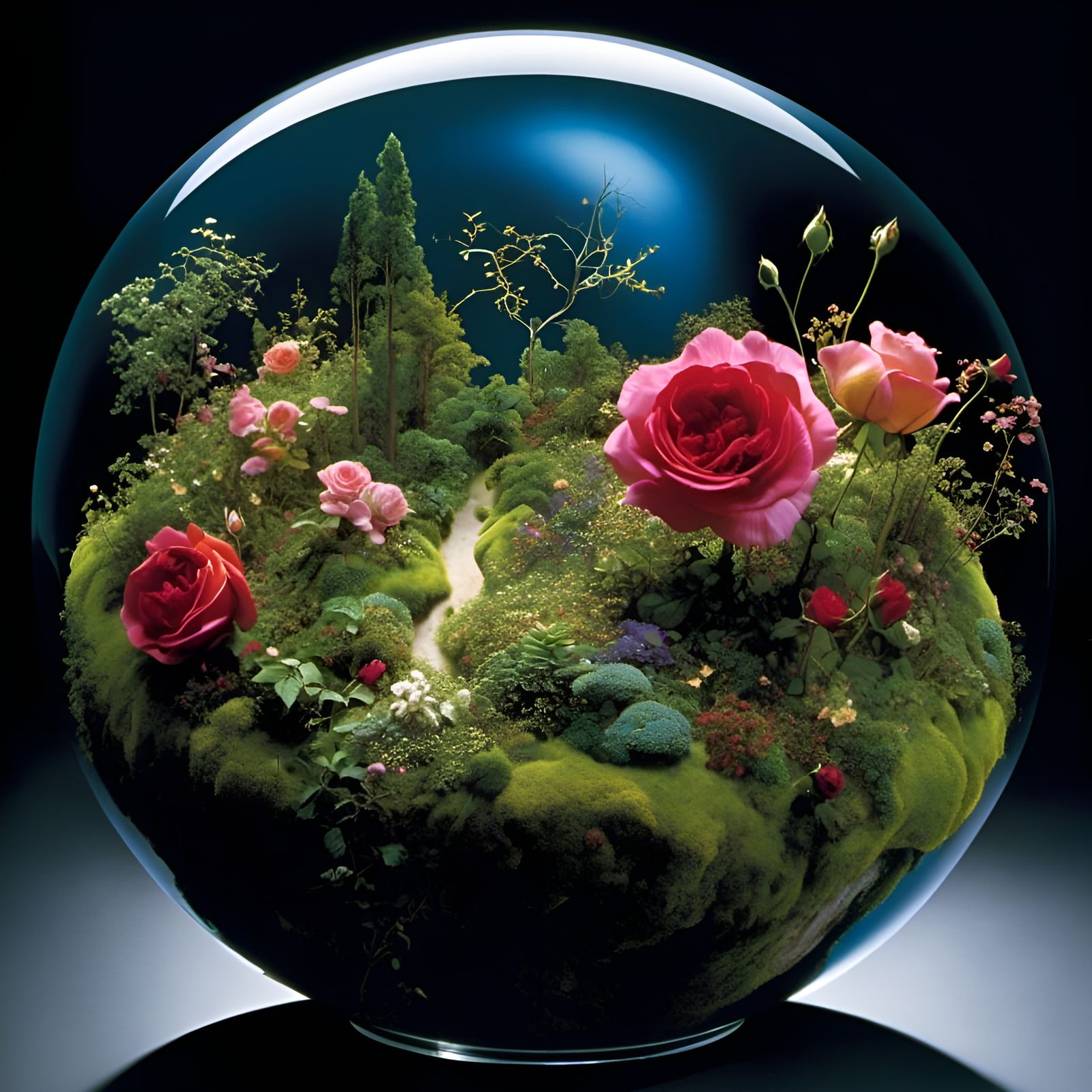 Biogeographic Globe with Roses and Brambles