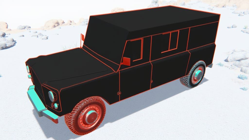 Realistic Off-Road SUV in Desert Landscape