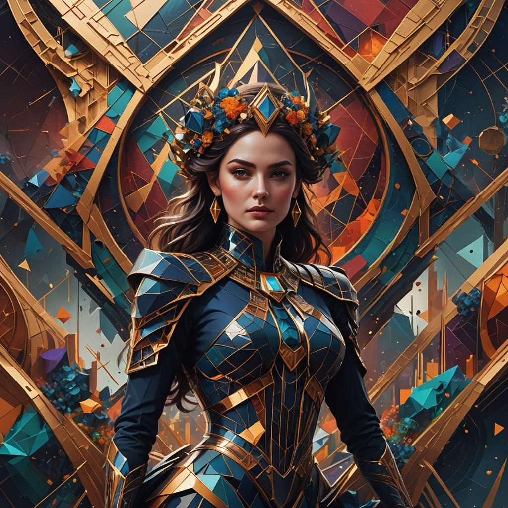 Geometric Abstract Art of an Elegant Lady