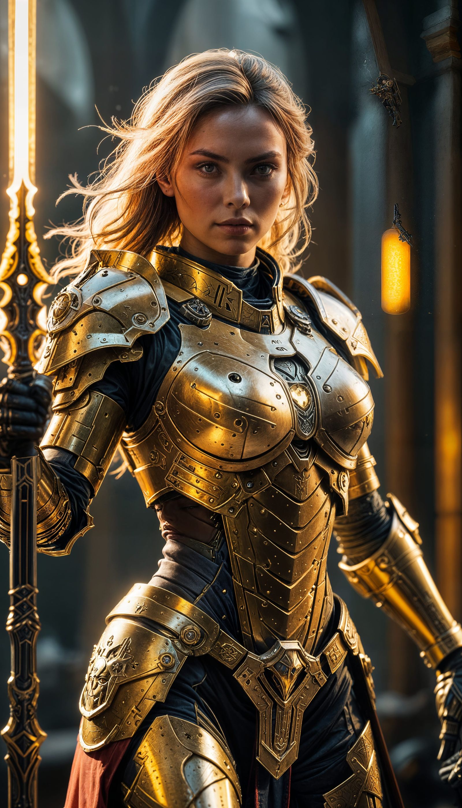 Saint Celestine, Sister of Battle, in Gothic Sci-Fi Style