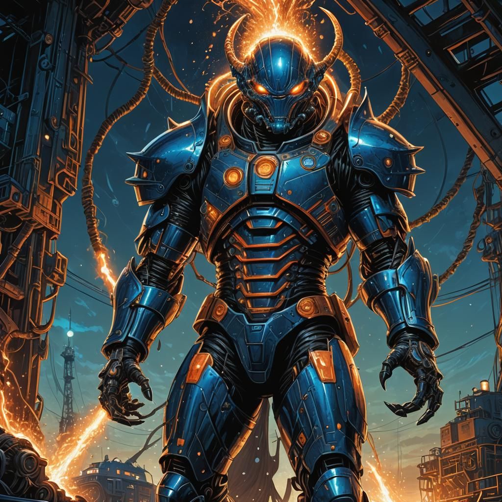 Alien Scion Invasion: Comic Book Style Digital Painting