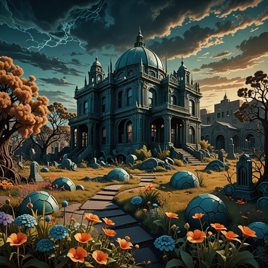 Surreal Schoolyard Landscape in Mandelbulber3d Style with Ar...