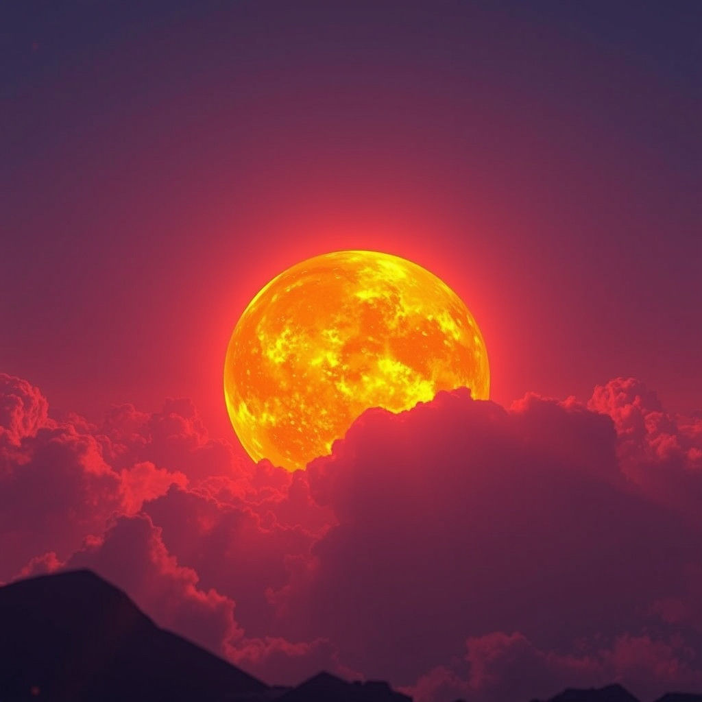 Colossal Sun with Fiery Flares in Matte Painting Style