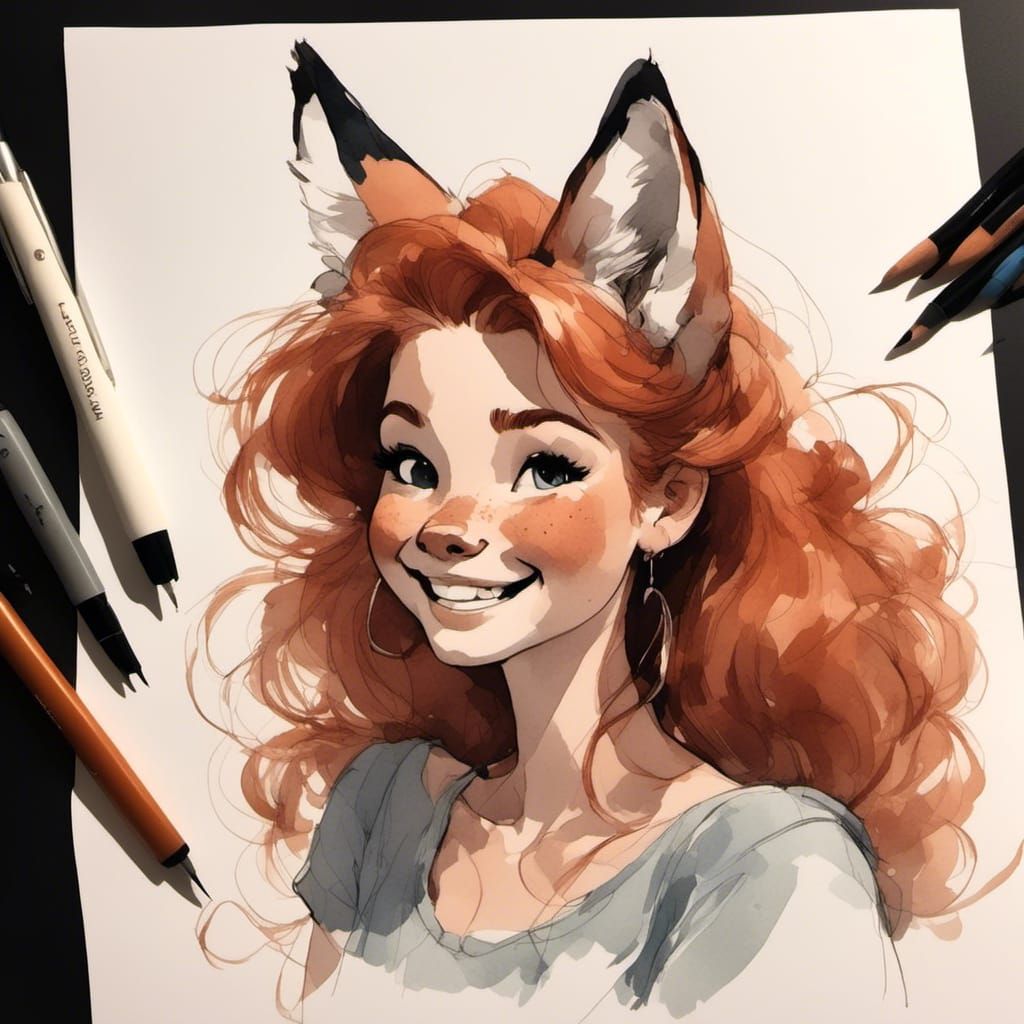 A detailed drawing of fox-girl Vixen