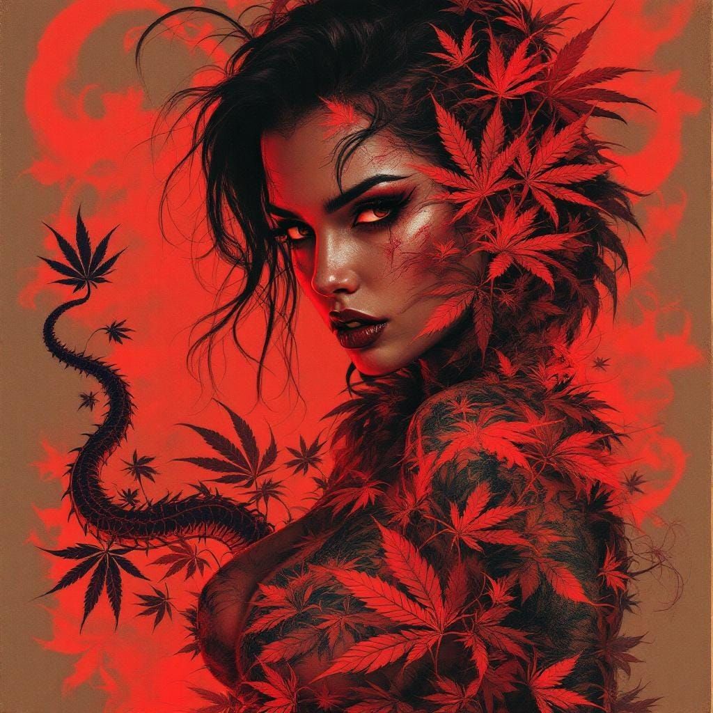 Vampire Pin-Up Tattoo Art in Double Exposure Ink