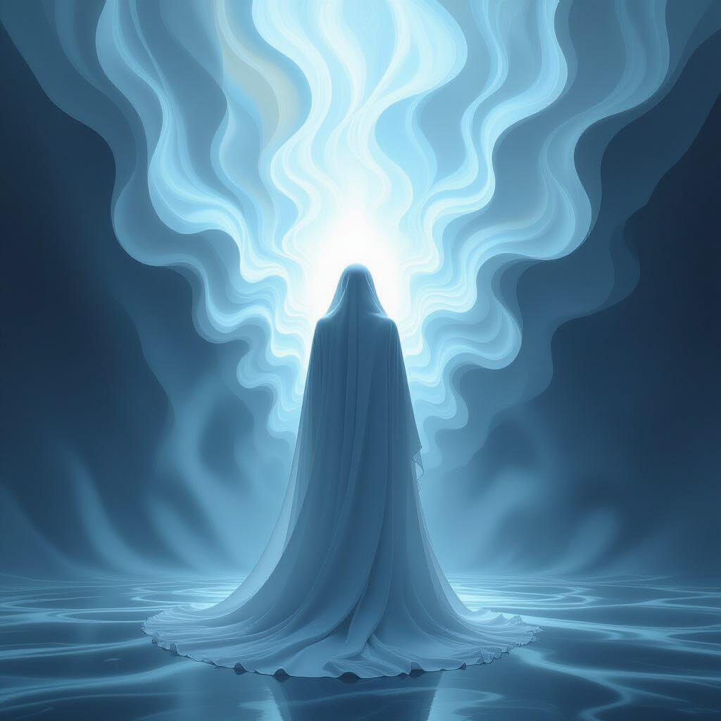 Surreal Figure Embraces Pure Light in Digital Painting