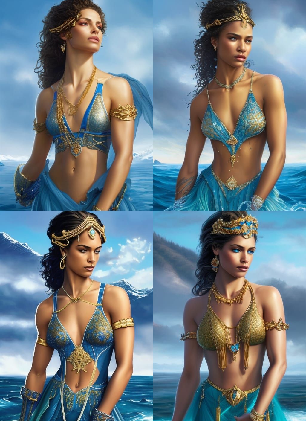 Athletic Water Witch Portrait in Hyperdetailed Style