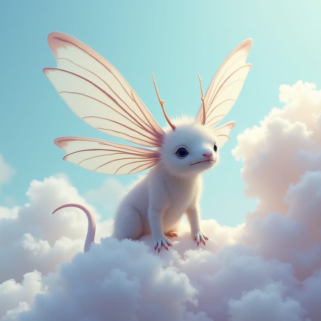 Whimsical Cloud Creature with Delicate Wings