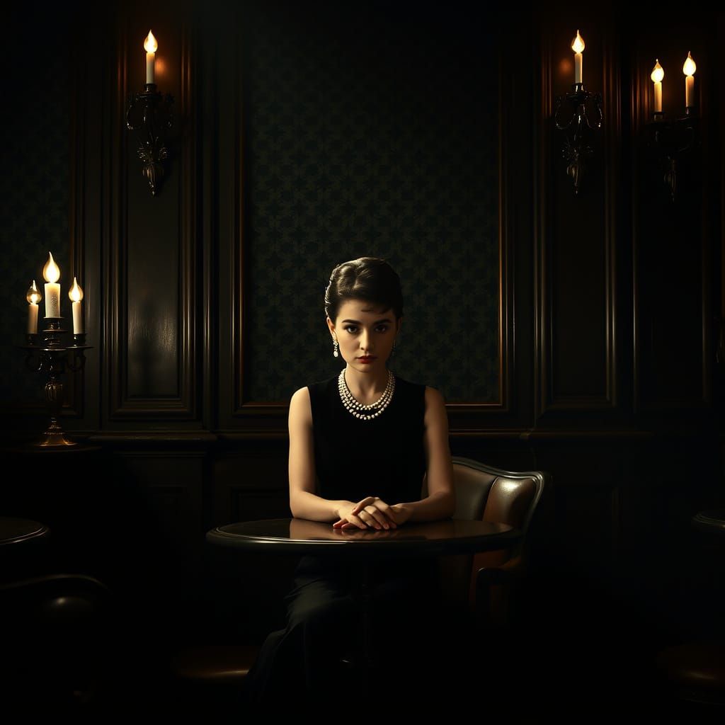 Elegant Audrey Hepburn in Haunting Tiffany's Scene