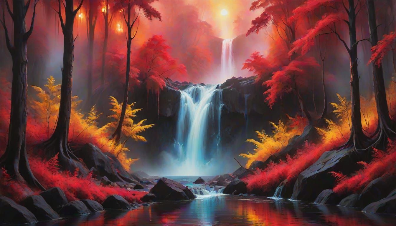 Mystical Forest in Vibrant Oil Painting Style