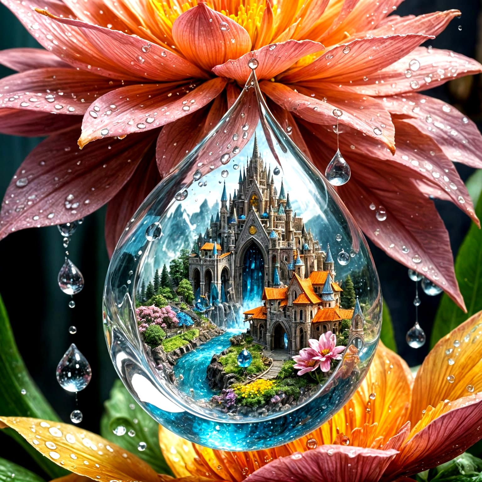 Elven City Inside a Water Droplet