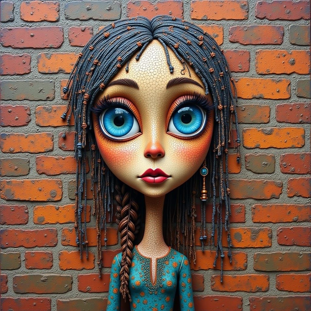 Character Portrait with Zentangle Elements and Vivid Accents