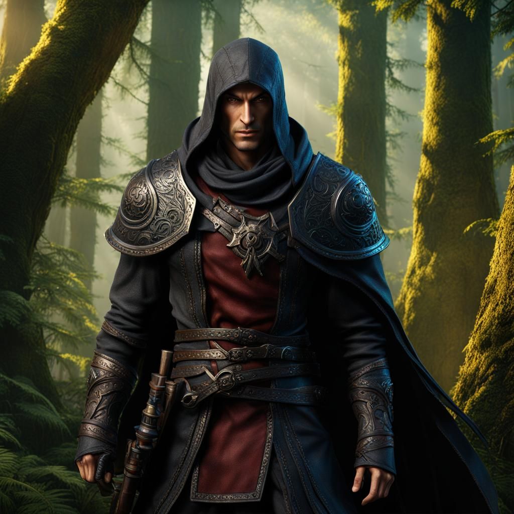 Shadar Kai Rogue in Forest, Fantasy Concept Art