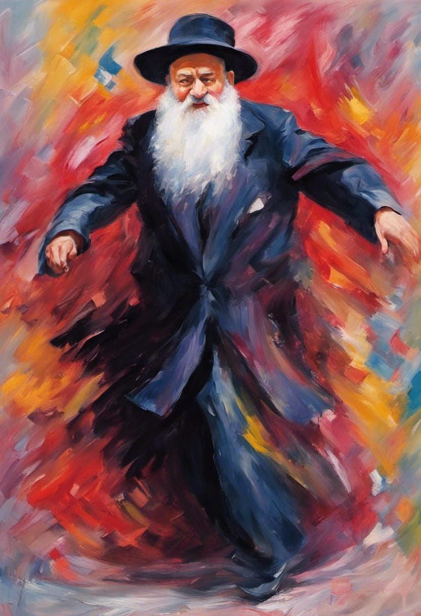 Rebbe Dancing: Impressionistic Luminous Celebration