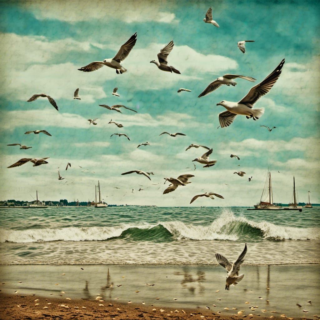 Lake Erie Coast in Pyrography Style