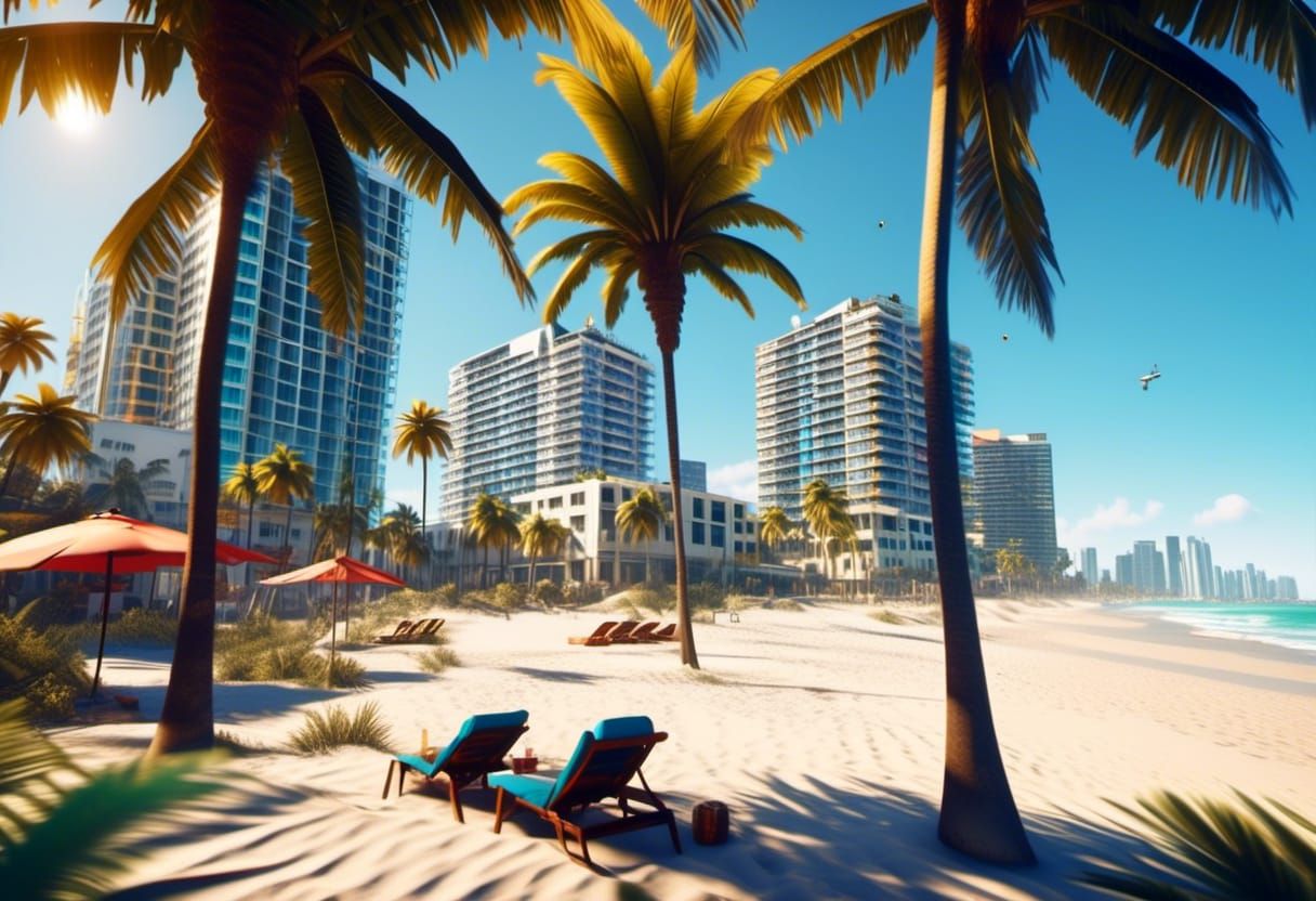 Miami Beach in GTA V Style, Unreal Engine 3D