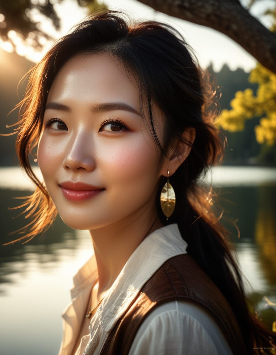 Baroque Portrait of a Korean Woman in Golden Light