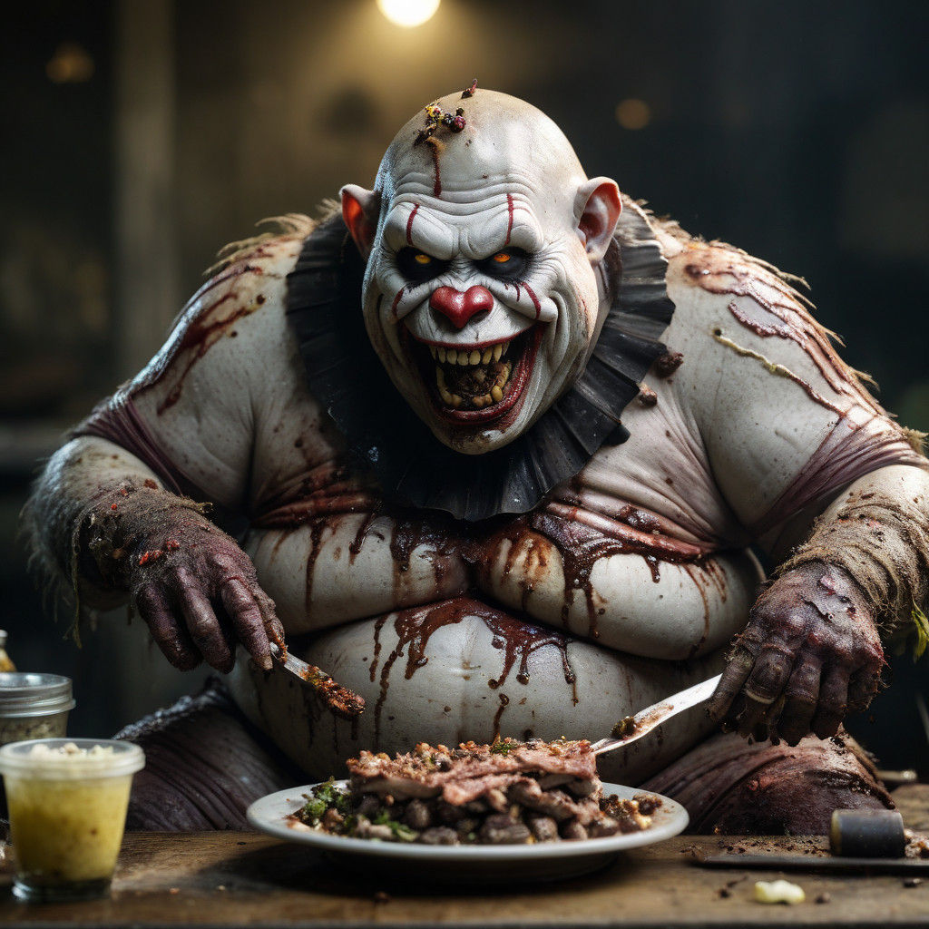 Grotesque Cannibal Clown Beast in Natural Light