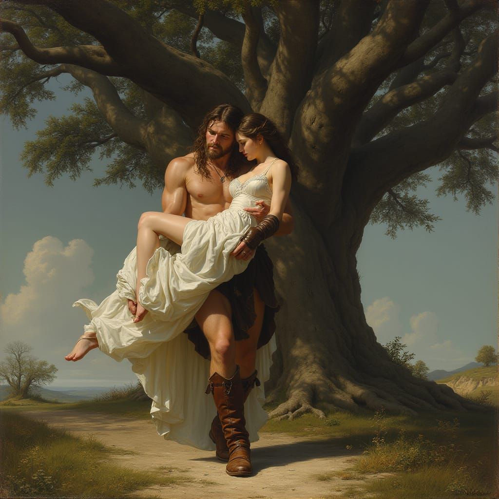 Tall Man and Woman in a Romantic Landscape