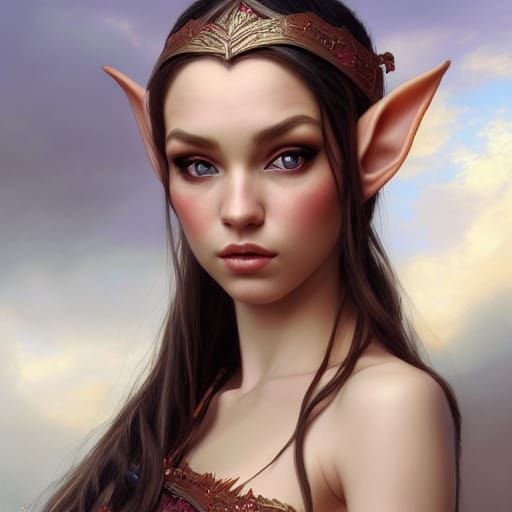 Beautiful Elf Girl Portrait in Hyper-Realistic Style
