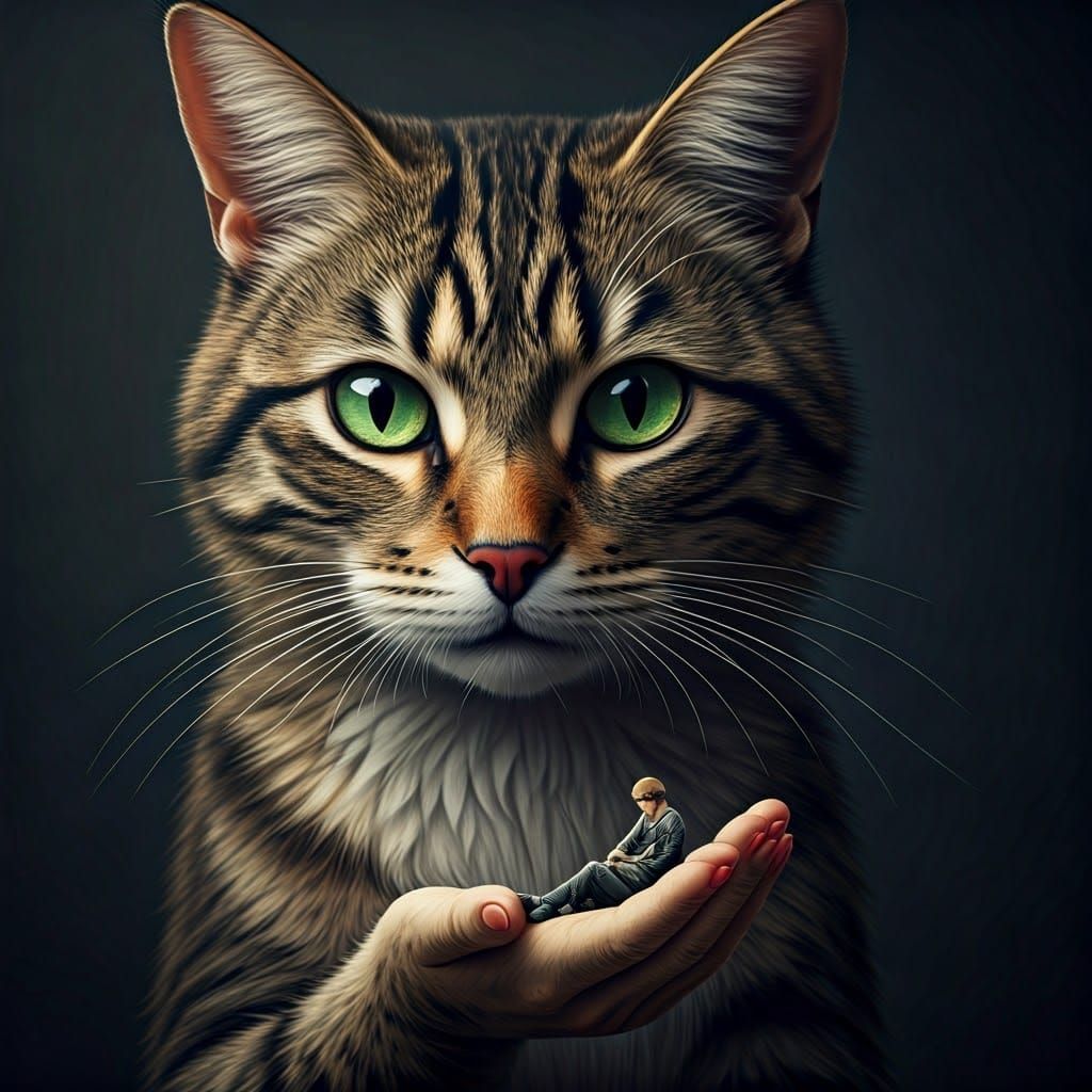 Feline Guardian with Tiny Human Companion