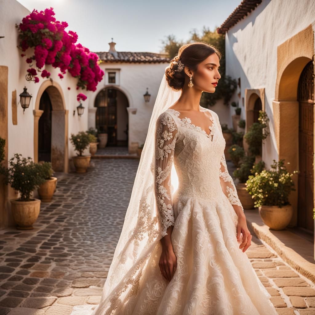 Stunning Spanish Bride in Traditional Flamenco Gown