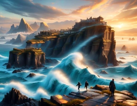 Enchanting Coastal Coves in Vibrant Fantasy Style