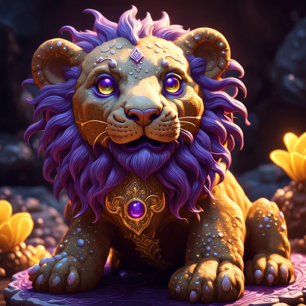 Gingerbread Lion Cub in Dark Fantasy Style