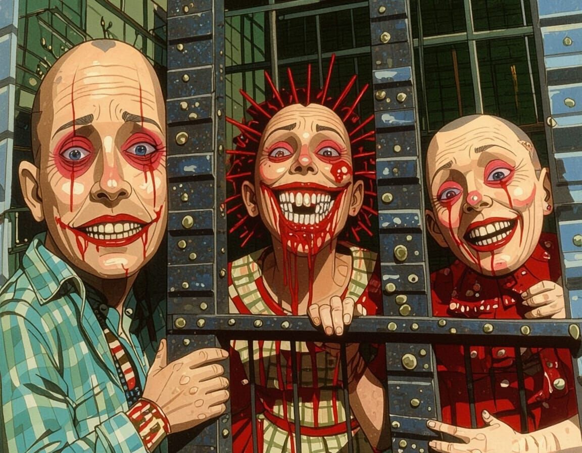 Horrifying Pinhead Freak Portrait in Dark Surrealism