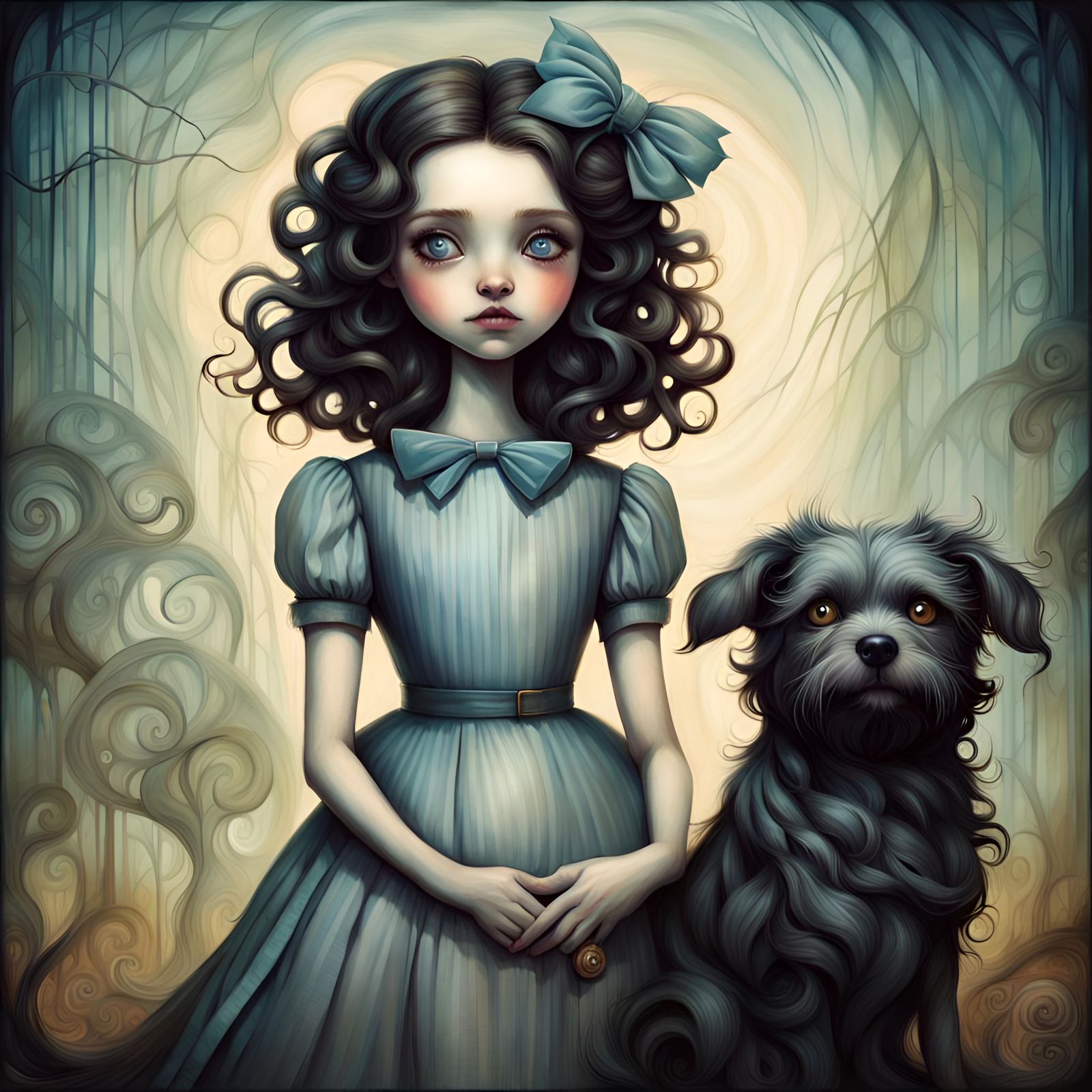 Dorothy as Toto in Tim Burton Style