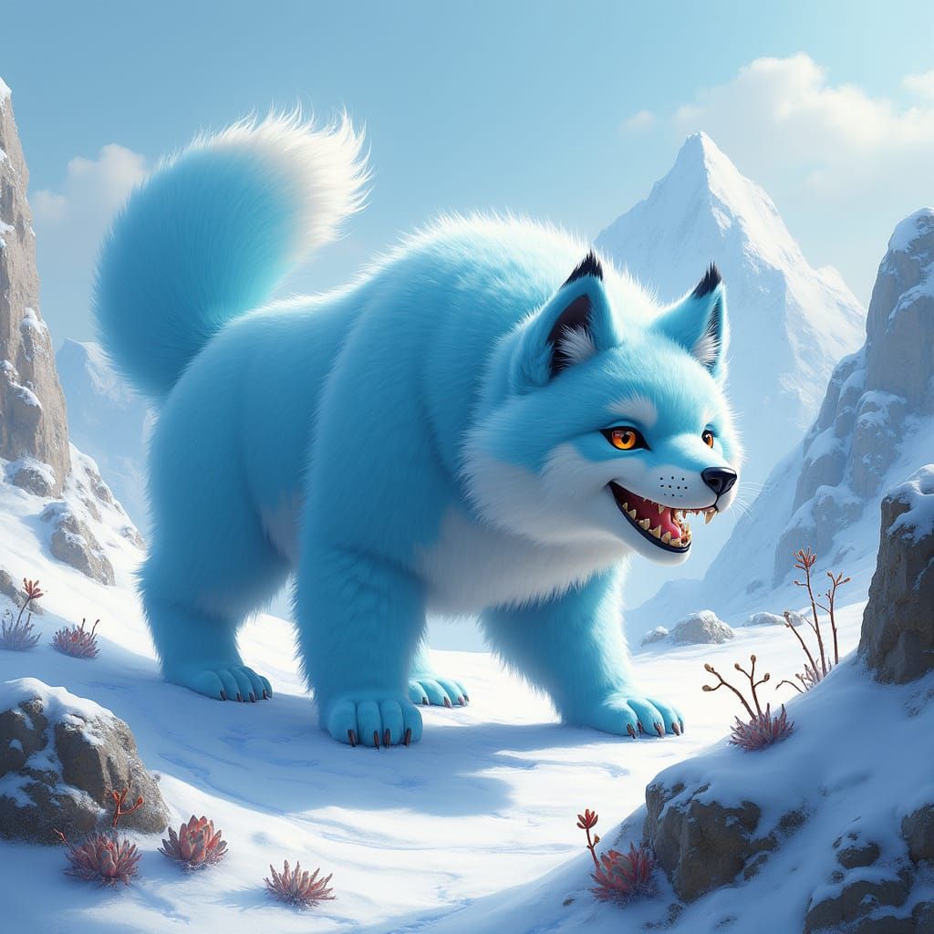 Majestic Ice-Wyrm Roams Frosty Mountains