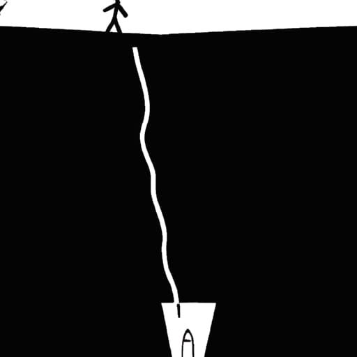 Lonely Figure in Deep Vertical Tunnel