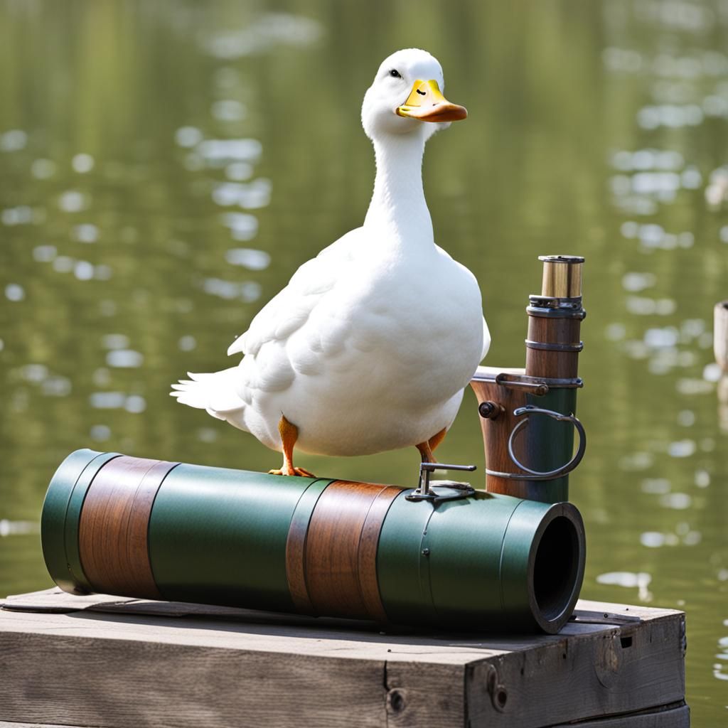 Humorous Duck Cannon with White Duck