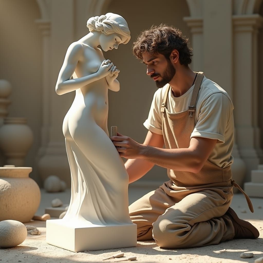 Sculptor Carves Woman in 3D Anime Style