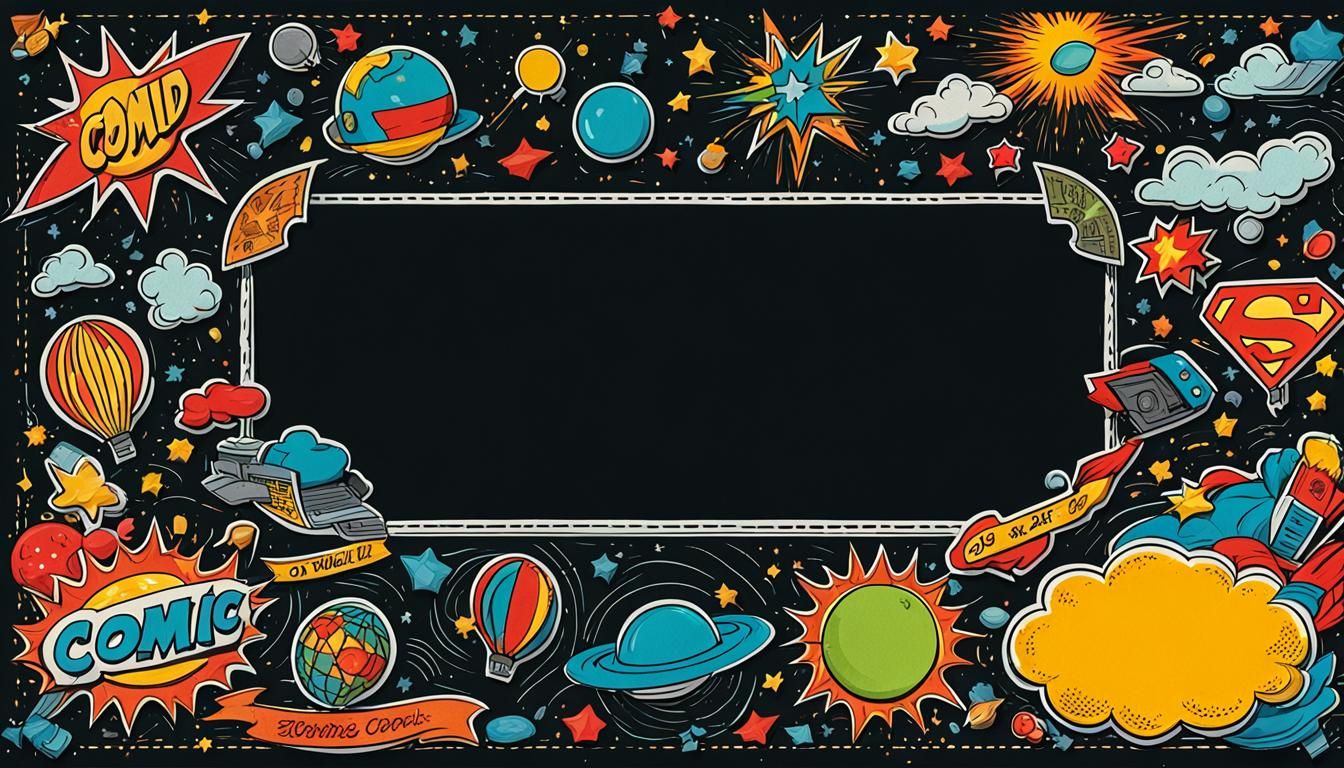 Comic Book Stationery on Black in Acrylic Style