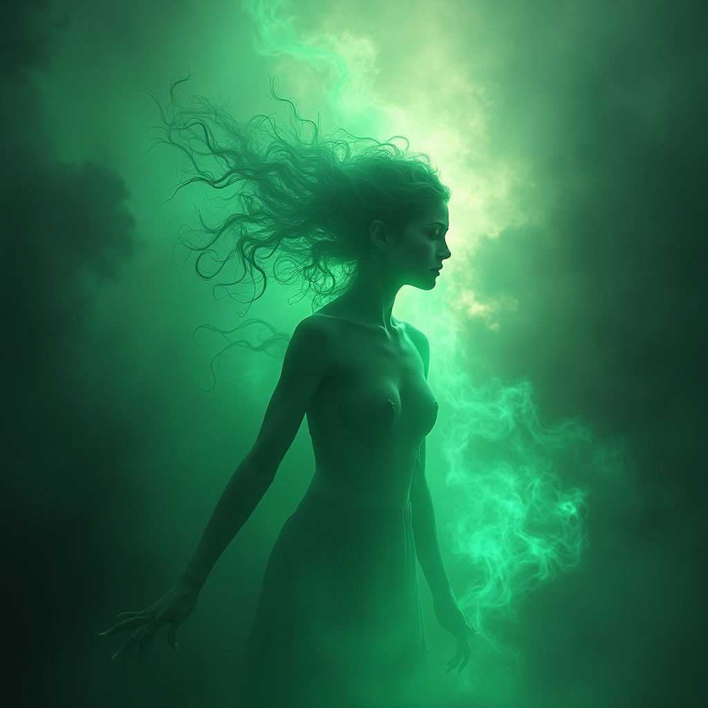 Ethereal Specter with Flowing Green Energy