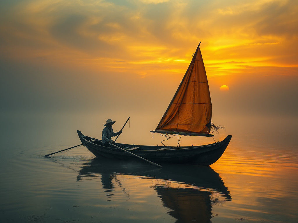 Lone Fisherman on the Misty Orinoco River