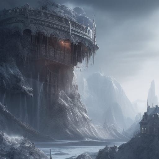 Epic Frosted Coast Digital Matte Painting