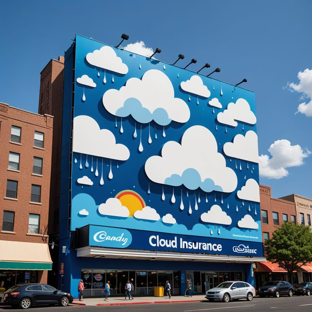 Whimsical Billboard Features Colorful Cartoon Raindrops in C...