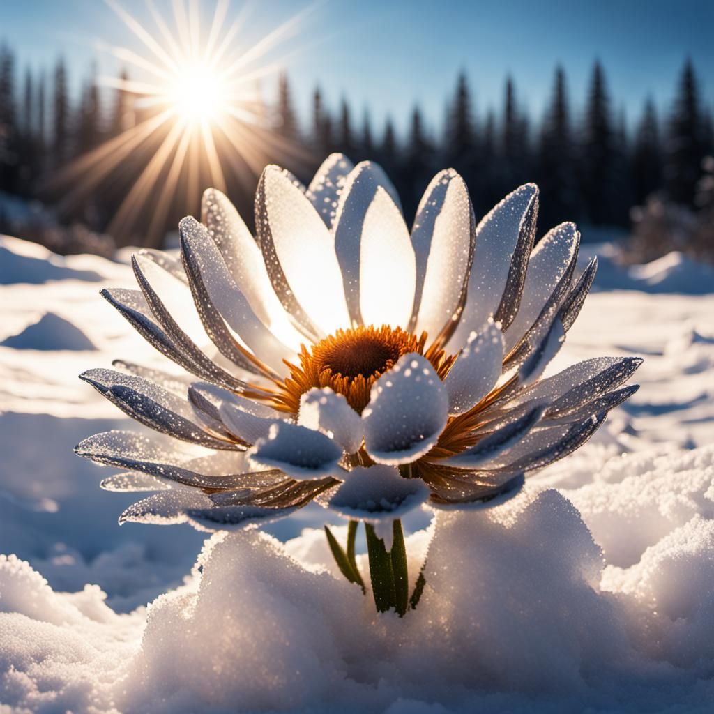 Crystallized Flower Sparkles in Fading Light