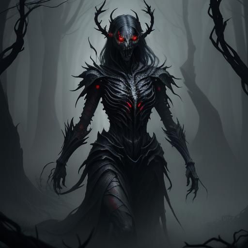Dark Fantasy Dread Stalker in Shadowy Forest