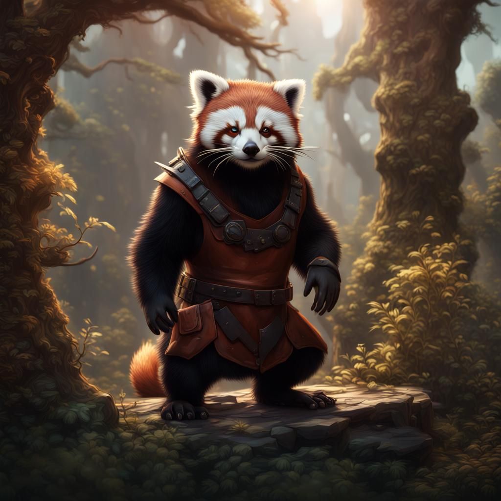 Badger Red Panda Hybrid in Detailed Matte Painting