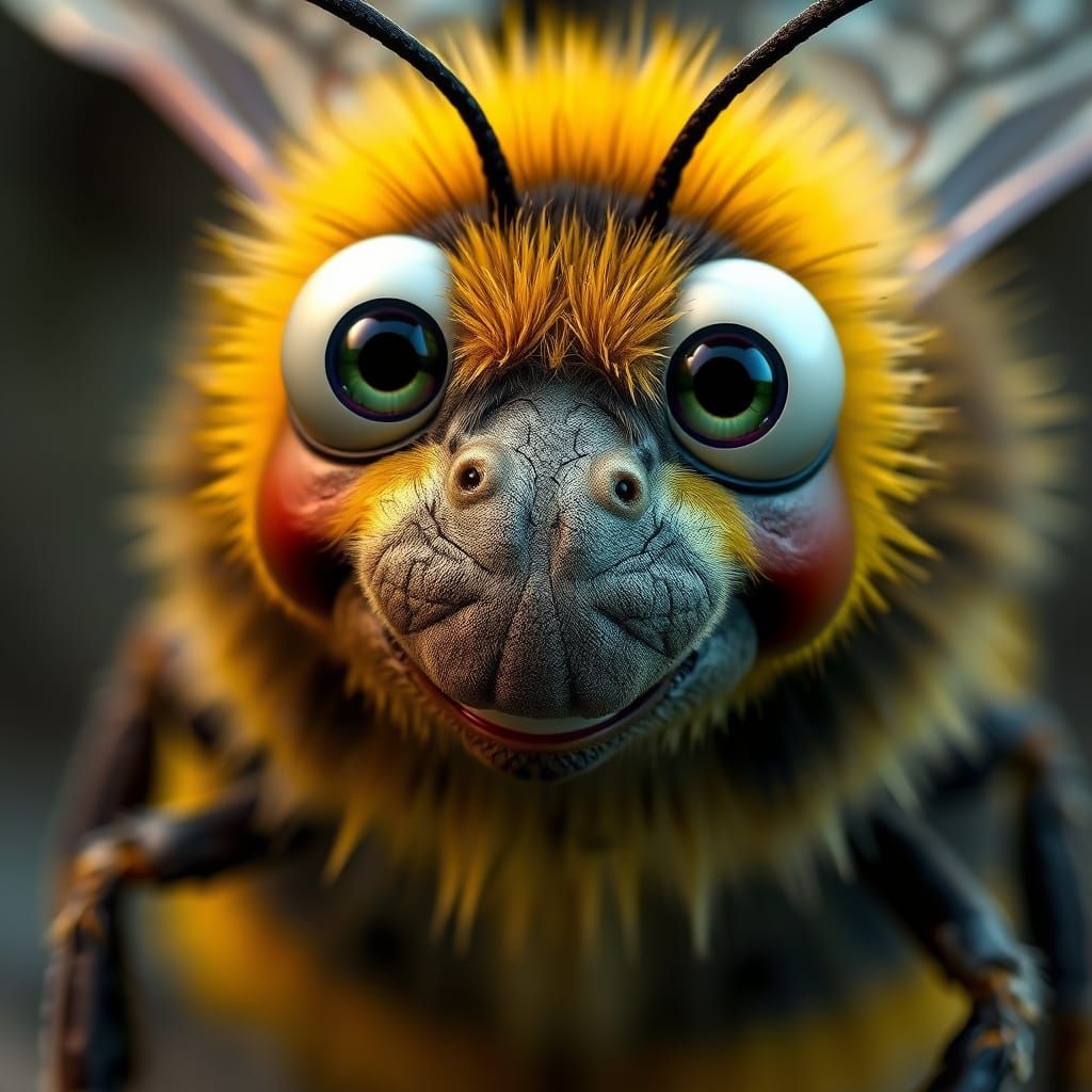 Whimsical Fantasy Bumble Bee in Vibrant Pixar Style
