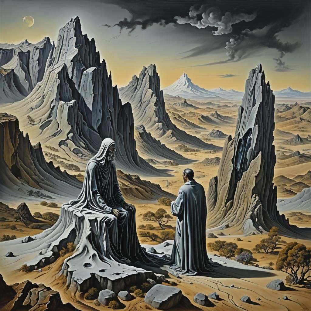 Surreal Mountain Landscape in Salvador Dali Style