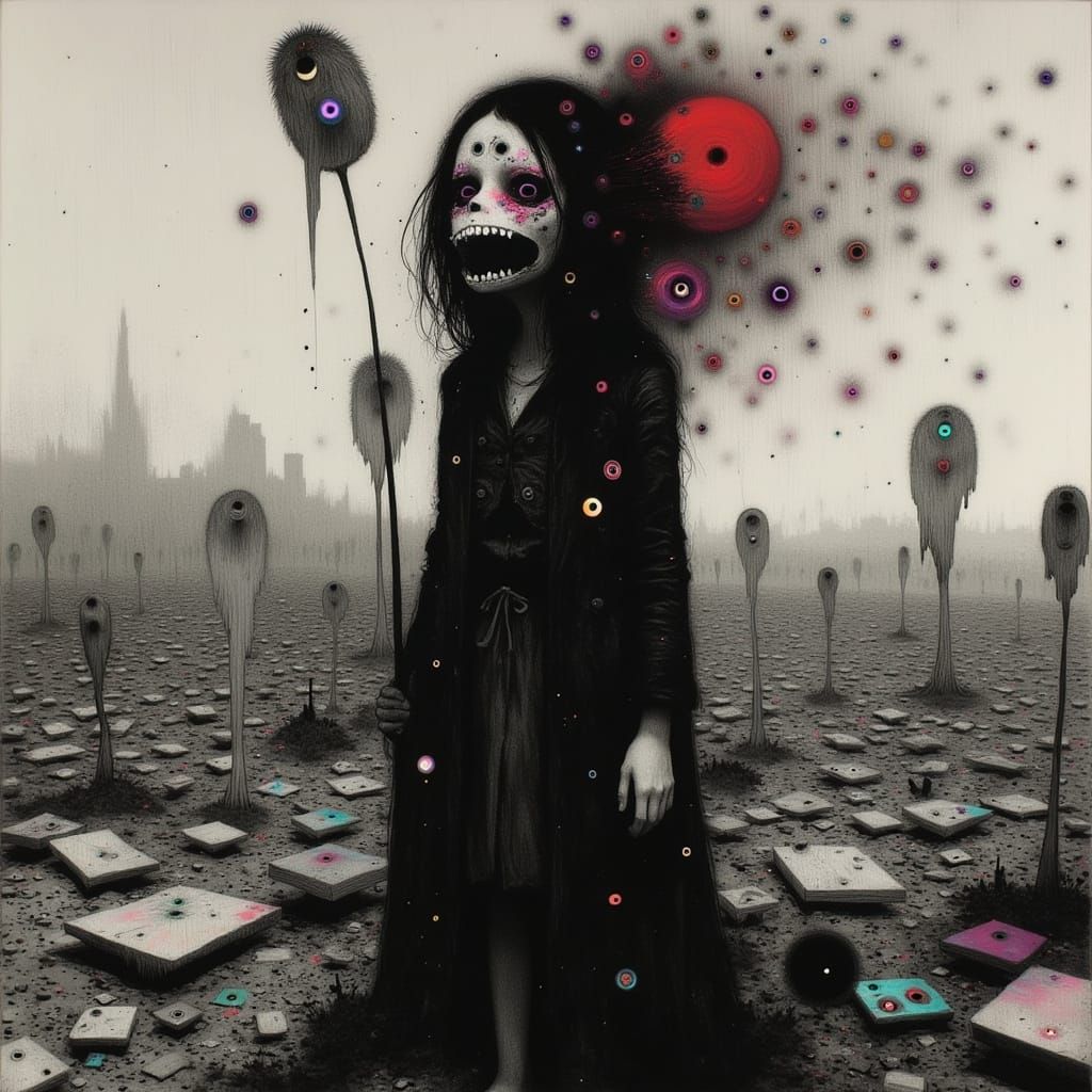 War-Torn Woman in Hyperrealistic Surrealism