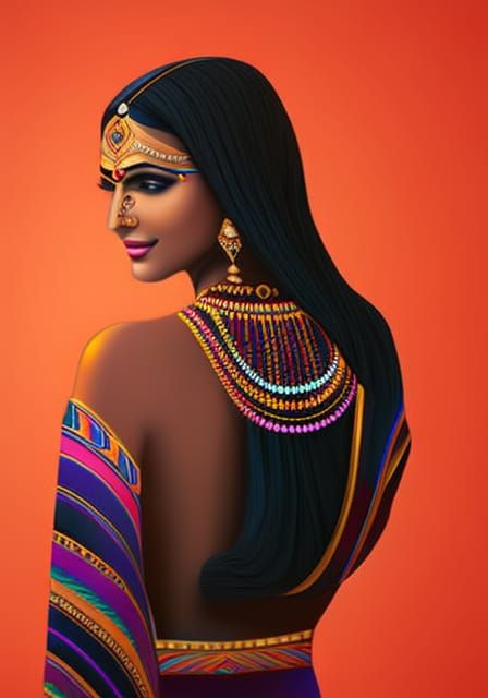 Indian Culture: Three Women in Digital Airbrush Art