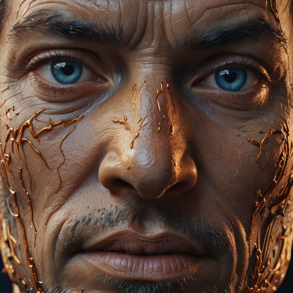 Distressed Human Face in Photorealistic Rendering